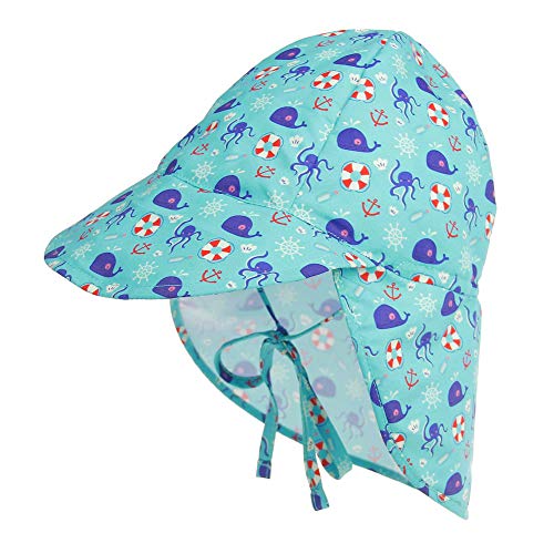 LACOFIA Sombrero de Playa de protección Solar para bebé Gorro de Verano de Solapa Ajustable Super Suave para niños Pulpo 2-5 años