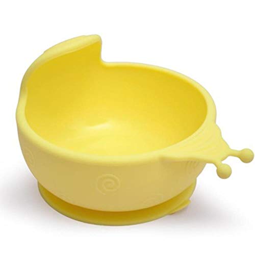 LASISZ Antidrop Sucker Design Baby Bowl Silicona de Calidad alimentaria Caracol de Dibujos Animados Suplemento alimenticio Tazón Alimentación Infantil Vajilla Platos para niños, Amarillo