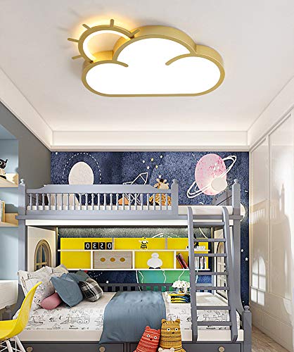 LED para habitación infantil de oro regulable con control remoto de dibujos animados sol y nubes lámpara de techo para dormitorio de niño y niña protección para los ojos sala de estar lámp,60*38.6*5cm