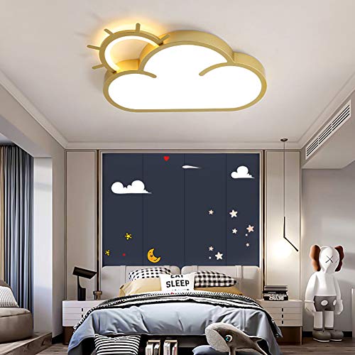 LED para habitación infantil de oro regulable con control remoto de dibujos animados sol y nubes lámpara de techo para dormitorio de niño y niña protección para los ojos sala de estar lámp,60*38.6*5cm