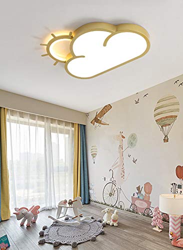 LED para habitación infantil de oro regulable con control remoto de dibujos animados sol y nubes lámpara de techo para dormitorio de niño y niña protección para los ojos sala de estar lámp,60*38.6*5cm