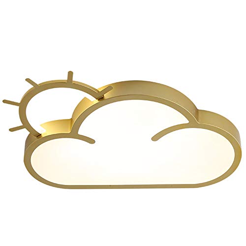 LED para habitación infantil de oro regulable con control remoto de dibujos animados sol y nubes lámpara de techo para dormitorio de niño y niña protección para los ojos sala de estar lámp,60*38.6*5cm