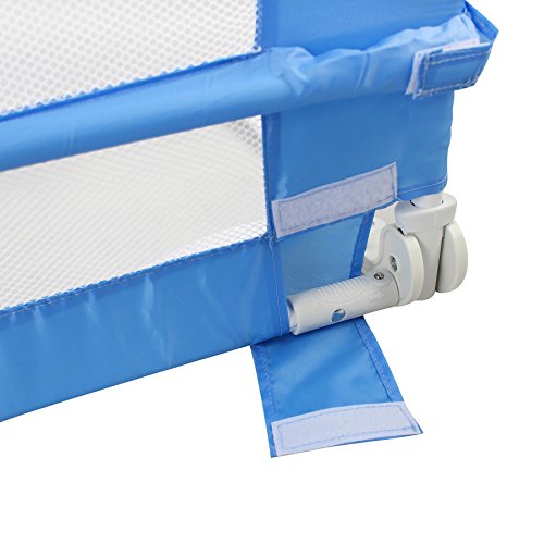 Leogreen - Barandilla de Seguridad para Cama de Bebés y Niños Pequeños, Barrera de Cama Plegable, 1,02 Metro(s), Azul, Material: Tela de nylon