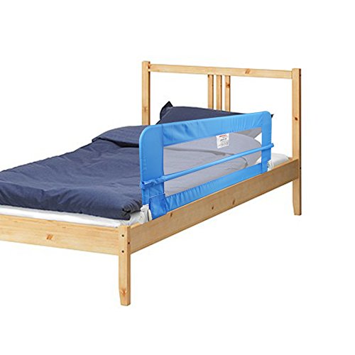 Leogreen - Barandilla de Seguridad para Cama de Bebés y Niños Pequeños, Barrera de Cama Plegable, 1,02 Metro(s), Azul, Material: Tela de nylon