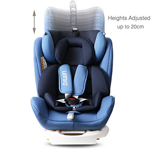 LETTAS Silla de Coche con isofix, Grupos 0+1/2/3 (0-36 kg, 0-12 años)-Azul