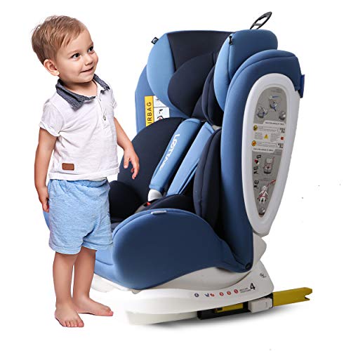 LETTAS Silla de Coche con isofix, Grupos 0+1/2/3 (0-36 kg, 0-12 años)-Azul