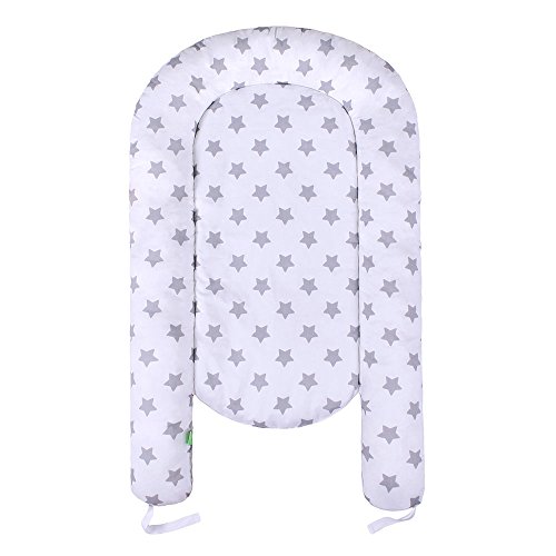 Lulando LULANDO Nido bebé Reductor de Cuna Reversible Capullo Multifuncional Oeko-Tex Standard 100 Clase I, Farbe:Grey Stars/Grey 1 Unidad 1200 g