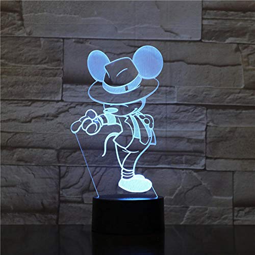 Luz de ilusión 3D Lámpara de mesa LED de Mickey Mouse Luz de noche infantil Luz de noche de Michael Jackson Luz de regalo de cumpleaños de Navidad