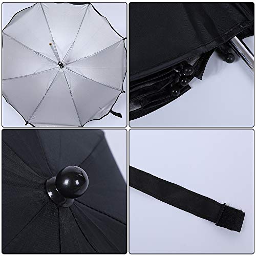 Luzoeo Sombrilla Universal Carrito de Bebé Paraguas Sombrilla Parasol para Cochecito Silla de Paseo 360 Grados Ajustable con UV Protección el Bebés y Niños