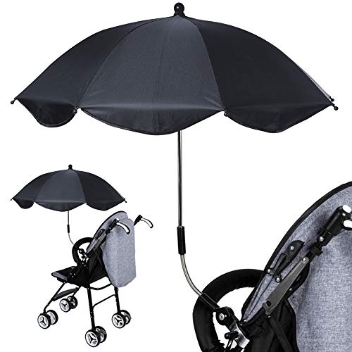 Luzoeo Sombrilla Universal Carrito de Bebé Paraguas Sombrilla Parasol para Cochecito Silla de Paseo 360 Grados Ajustable con UV Protección el Bebés y Niños