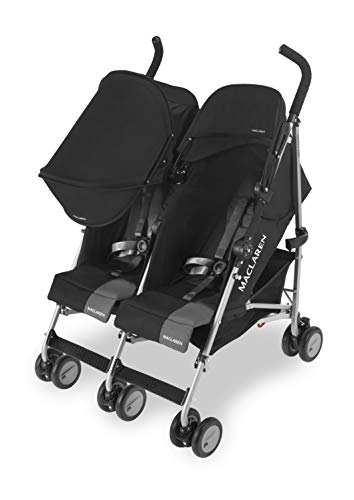 Maclaren Twin Triumph Silla de paseo doble - ligera, de los 6 meses hasta los 50kg, encaja a través de la mayoría de las puertas, Capota extensible con UPF 50+