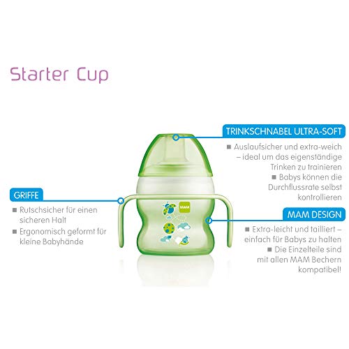 MAM 670183 taza de aprendizaje, por goteo, los niños, 150 ml, verde (grün)