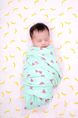 Mantas de Muselina Unisex CuddleBug - Paquete de 4 - Sabanas de Envolver, Sabanas Cuna Bebe, Paños de Algodon 100% Muselinas Infantil, Bebes - Tamaño Grande 120x120cm (Tutti Frutti)