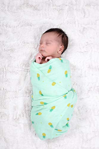 Mantas de Muselina Unisex CuddleBug - Paquete de 4 - Sabanas de Envolver, Sabanas Cuna Bebe, Paños de Algodon 100% Muselinas Infantil, Bebes - Tamaño Grande 120x120cm (Tutti Frutti)