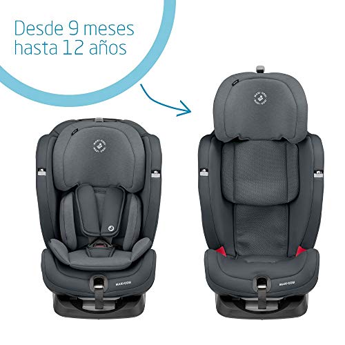 Maxi-Cosi Titan Plus Silla Coche bebé grupo 1/2/3 isofix, 9 - 36 kg, silla auto bebé reclinable con reductor, Clima Flow para el control de la temperatura, crece con el niño 9 meses- 12 años, graphite