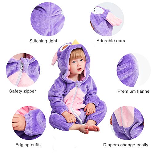 MICHLEY Bebé Ropa Niños Niñas Pijama Disfraces Primavera Franela Traje Animales Pelele maotouying-90cm