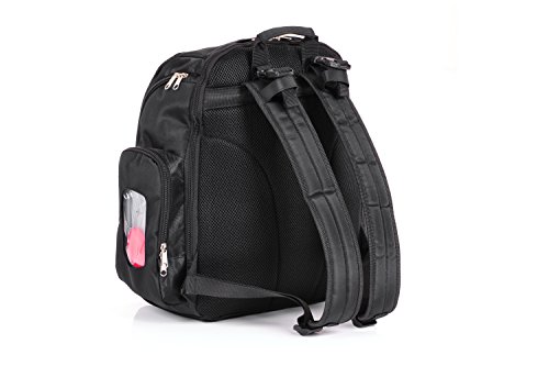 Mochila Cambiador Bebe de Pañales por Three Little Imps Mochila de Pañales y Biberones | mochila bebe para gemelos y sillas de paseo | Impermeable Multibolsillo Bolso Negro de Viaje Multifuncional