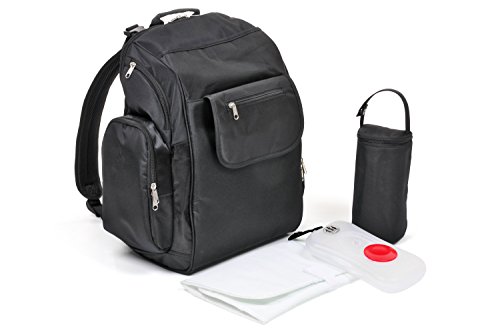 Mochila Cambiador Bebe de Pañales por Three Little Imps Mochila de Pañales y Biberones | mochila bebe para gemelos y sillas de paseo | Impermeable Multibolsillo Bolso Negro de Viaje Multifuncional