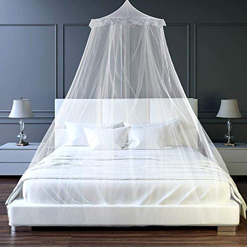 Mosquitera para Cama, Esquinas Adecuado para Cama Individual o Matrimonio Anti mosquitos para el Hogar o de Vacaciones - Blanca