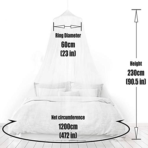 Mosquitera para Cama, Esquinas Adecuado para Cama Individual o Matrimonio Anti mosquitos para el Hogar o de Vacaciones - Blanca