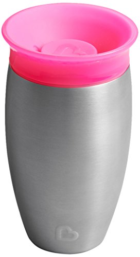 Munchkin Miracle 360°- Vaso antiderrames en acero inoxidable, rosa, 296 ml