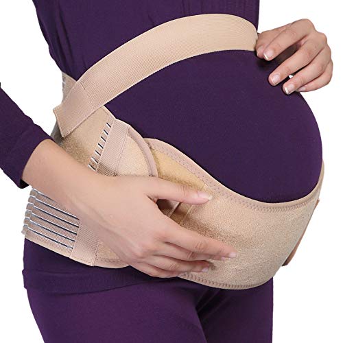 NEOtech Care Faja de Embarazo - Cinturón de Maternidad - premamá Banda para Abdomen/Cintura/Espalda, Apoyo para el Vientre - Marca (Beige, S)