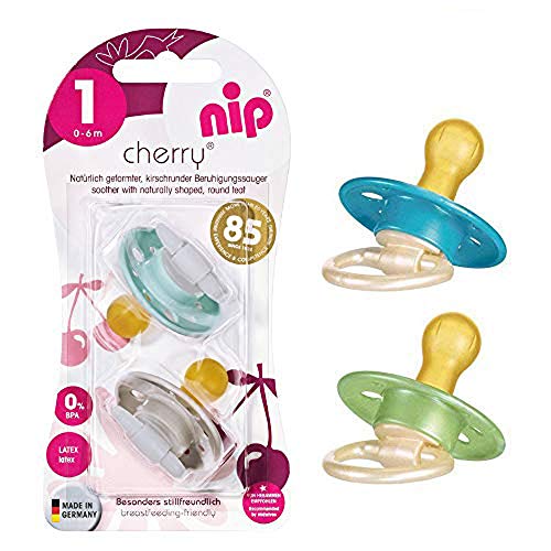 Nip Cherry redondo Aspiradora Chupete 4 unidades Boy Set//Talla 1//0 – 6 meses//azul & Turquesa + Plata & Azul Claro