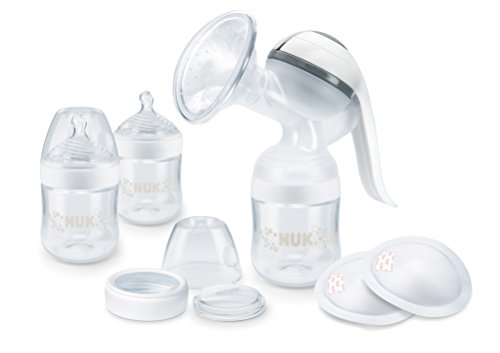 NUK 10252131 Nature Sense - Kit de lactancia con bomba para leche y botellas, color blanco