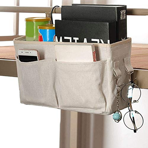 Nuluxi Organizador de Baldas Colgantes en Lona Organizador Colgante Compacto de Algodón Lona Organizador Canasta de Cama Adecuado para Literas,Dormitorios, Barandillas, Cochecito,Cuna y Silla (Blanco)