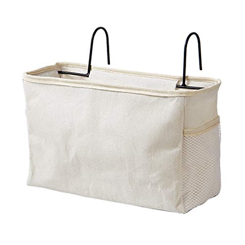 Nuluxi Organizador de Baldas Colgantes en Lona Organizador Colgante Compacto de Algodón Lona Organizador Canasta de Cama Adecuado para Literas,Dormitorios, Barandillas, Cochecito,Cuna y Silla (Blanco)