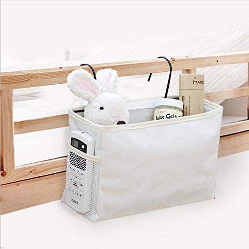 Nuluxi Organizador de Baldas Colgantes en Lona Organizador Colgante Compacto de Algodón Lona Organizador Canasta de Cama Adecuado para Literas,Dormitorios, Barandillas, Cochecito,Cuna y Silla (Blanco)