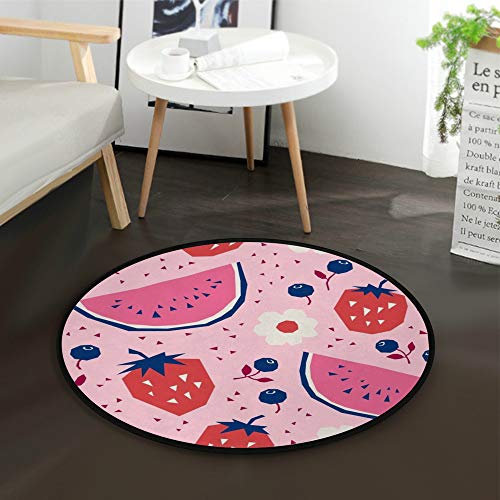 Orediy - Alfombra redonda de espuma suave de 92 cm, diseño de frutas rojas, ligera, ideal para la guardería, para jugar al suelo, para sala de estar o dormitorio