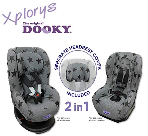 Original DOOKY ** Funda Universal 2en1 ** para Silla de Coche Grupo 1 / Maxi Cosi Tobi etc. (Grey Stars)