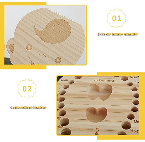 Outflower Madera de Caja Almacenamiento de Dientes Leches Caja de Recién Nacidos Recuerdo para Bebés Regalos,para Boy Inglés