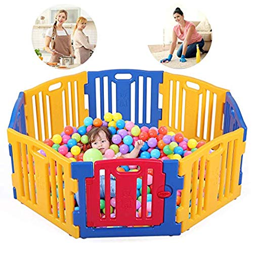 Parque de Bebe XL 8 Piezas Star Ibaby Play Twin/Incluye alfombra puzzle 16 piezas/Multiples Formas de Montaje