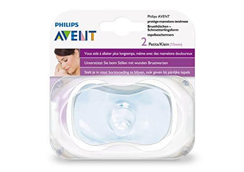 Philips Avent SCF156/00 - Set de 2 pezoneras de silicona mini con enganche fácil del bebé de 0-6 meses, diámetro de 15 mm