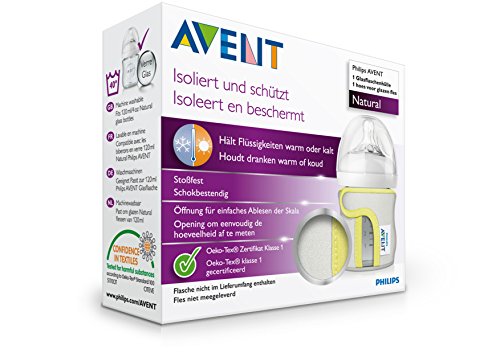 Philips Avent SCF675/01 - Funda para biberón de cristal 120 ml, lavable a 40 °C, mantiene los líquidos calientes o fríos