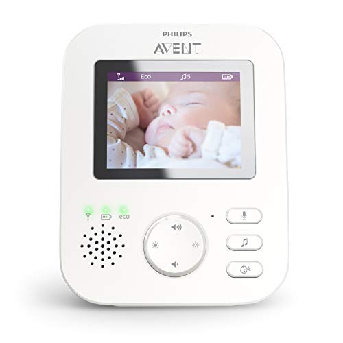 Philips Avent Vigilabebés con cámara SCD833/01 - Vigilabebés con vídeo digital con privacidad y seguridad (A-FHSS), pantalla a color de 2,7", nanas relajantes e intercomunicador