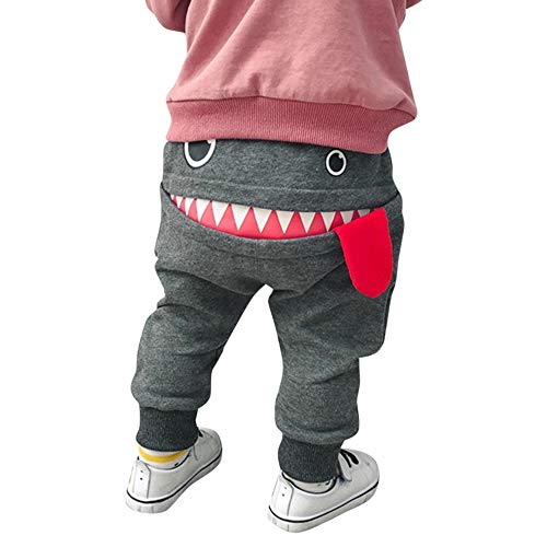 PinkLu Pantalones Harem De NiñOs TiburóN Gran Lengua Pantalones Bebé NiñOs NiñAs Dibujos Animados TiburóN Lengua Harem (18~24 meses/95-100cm, Gris)