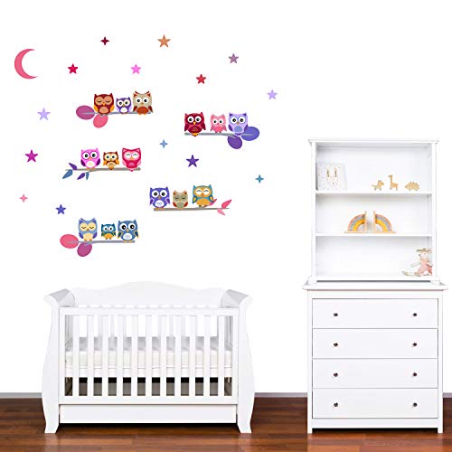 PREMYO Búhos Árbol Pegatinas Pared Infantil - Vinilos Decorativos Habitación Bebé Niños - Fácil de Poner