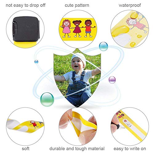 Pulsera de Emergencia para Niños, Pulseras de Identificación, Reutilizable Resistente al Agua SOS Seguridad de Pulsera para Niños (6PC)