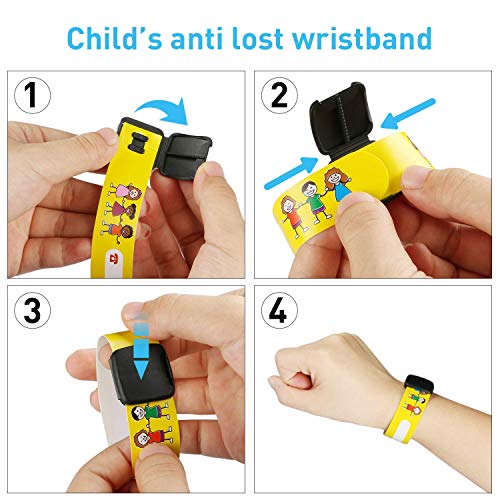 Pulsera de Emergencia para Niños, Pulseras de Identificación, Reutilizable Resistente al Agua SOS Seguridad de Pulsera para Niños (6PC)