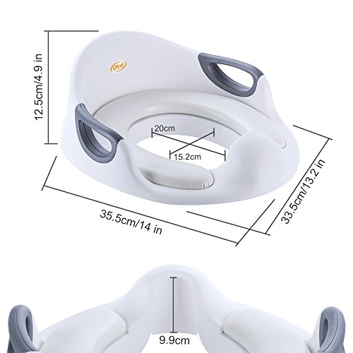 QHYK Asientos Inodoro para Niños, Reductor de WC para Bebé, Ayuda para aprender a ir al baño, con cojín suave, reposabrazos, protección contra salpicaduras, diseño antideslizante (Blanco)