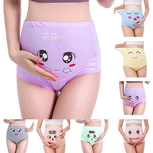 QinMM 7 pcs/Set Braguita de premamá para Embarazada,Bragas Dormir Mujer Soporte Abdominal, Faja de Maternidad Ropa Interior Seamless (XL)