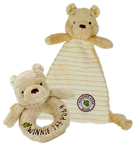 Rainbow Designs Winnie The Pooh Juego de Regalo clásico de edredón y sonajero para bebés