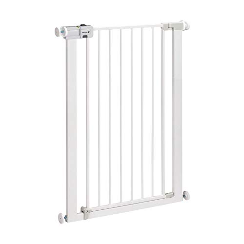 Safety 1st Easy Close Extra Tall Metal Barrera de seguridad extra alta para puertas y escaleras, altura 91 cm, Puerta de seguridad 80 cm hasta 94 cm con extensiones, Blanco