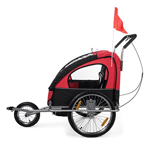 SAMAX Remolque de Bicicleta para Niños en Rojo/Negro - Silver Frame