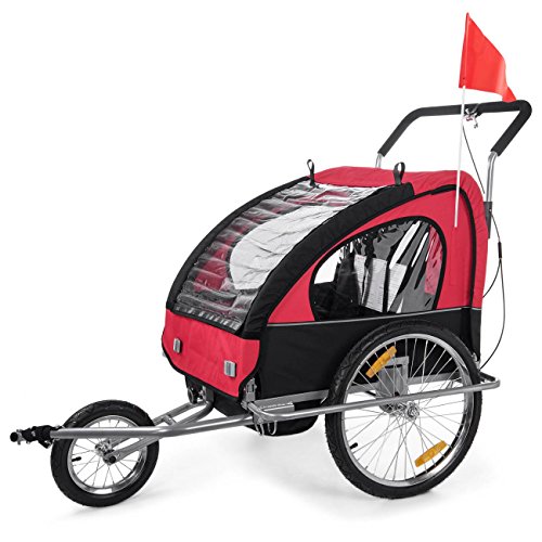 SAMAX Remolque de Bicicleta para Niños en Rojo/Negro - Silver Frame