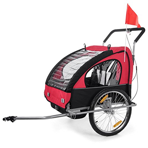 SAMAX Remolque de Bicicleta para Niños en Rojo/Negro - Silver Frame