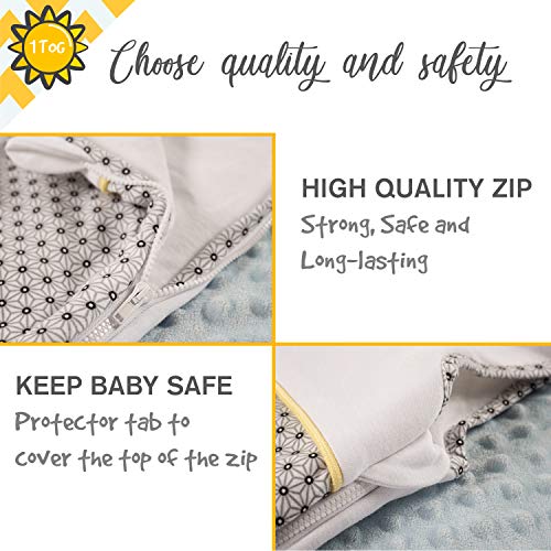 Saquito Bebe Dormir para Verano, TOG 1, Talla 90cm (12-18 meses) Algodon 100% Ecológico, Certificado OEKO TEX Sin Productos Químicos - Unisex, Ropa de Cama Bebe - Cierre de Seguridad, Gris Baby Stars